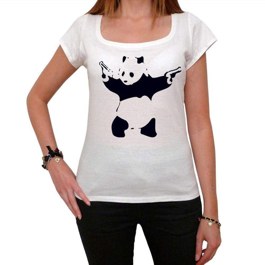 Panda Shooting Tshirt White Womens T-Shirt 00163