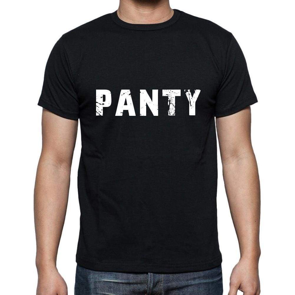Panty Mens Short Sleeve Round Neck T-Shirt 5 Letters Black Word 00006 - Casual