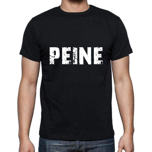 Peine Mens Short Sleeve Round Neck T-Shirt 5 Letters Black Word 00006 - Casual