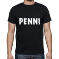 penni Men's Short Sleeve Round Neck T-shirt , 5 letters Black , word 00006