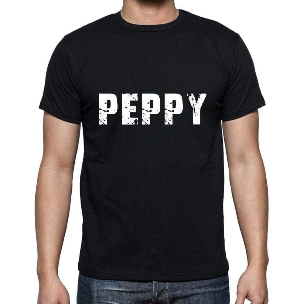Peppy Mens Short Sleeve Round Neck T-Shirt 5 Letters Black Word 00006 - Casual