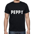 peppy Men's Short Sleeve Round Neck T-shirt , 5 letters Black , word 00006