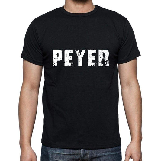 Peyer Mens Short Sleeve Round Neck T-Shirt 5 Letters Black Word 00006 - Casual
