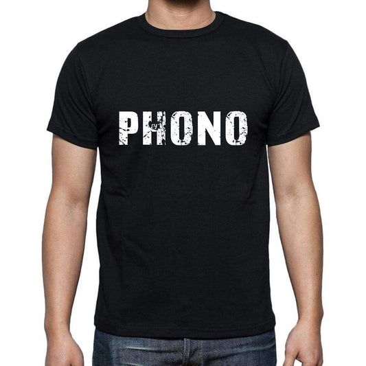 Phono Mens Short Sleeve Round Neck T-Shirt 5 Letters Black Word 00006 - Casual