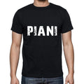 piani Men's Short Sleeve Round Neck T-shirt , 5 letters Black , word 00006