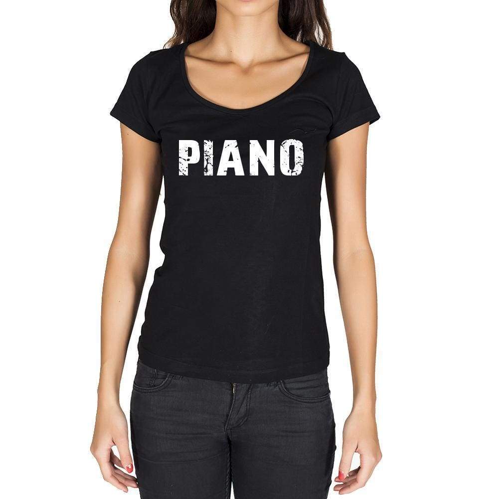 Piano French Dictionary Womens Short Sleeve Round Neck T-Shirt 00010 - Casual