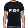 pichi Men's Short Sleeve Round Neck T-shirt , 5 letters Black , word 00006