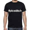 picstitch , white letters, Men's Short Sleeve Round Neck T-shirt 00007