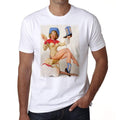 Pin-up Cowgirl 1, Men's White tee, 100% Cotton 00211
