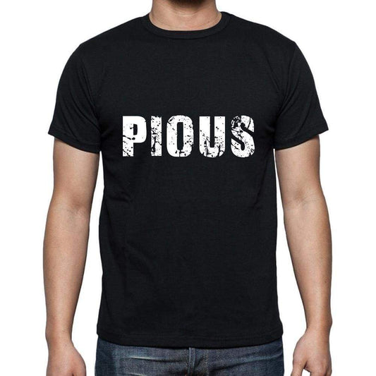 Pious Mens Short Sleeve Round Neck T-Shirt 5 Letters Black Word 00006 - Casual