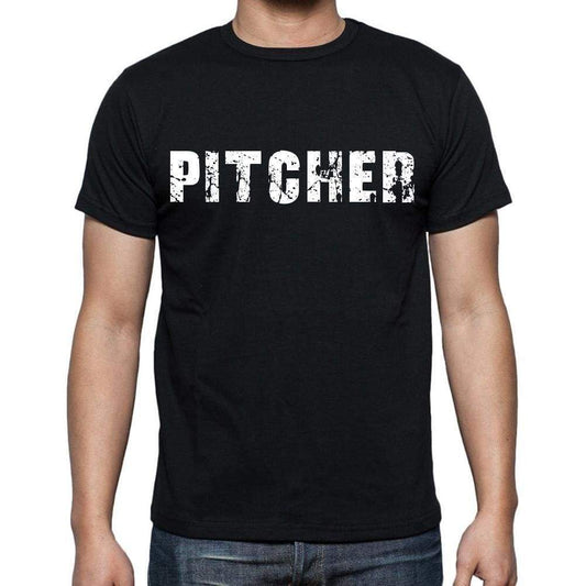 Pitcher White Letters Mens Short Sleeve Round Neck T-Shirt 00007
