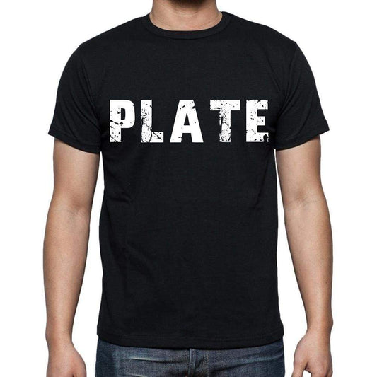 Plate White Letters Mens Short Sleeve Round Neck T-Shirt 00007