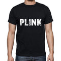 plink Men's Short Sleeve Round Neck T-shirt , 5 letters Black , word 00006