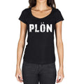 plön, German Cities Black, Women's Short Sleeve Round Neck T-shirt 00002