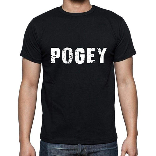 Pogey Mens Short Sleeve Round Neck T-Shirt 5 Letters Black Word 00006 - Casual