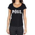 pöhl, German Cities Black, Women's Short Sleeve Round Neck T-shirt 00002
