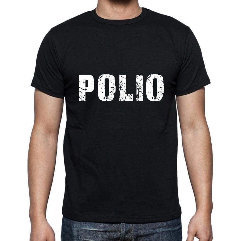 Polio Mens Short Sleeve Round Neck T-Shirt 5 Letters Black Word 00006 - Casual
