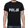 polje Men's Short Sleeve Round Neck T-shirt , 5 letters Black , word 00006