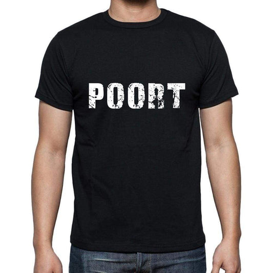 Poort Mens Short Sleeve Round Neck T-Shirt 5 Letters Black Word 00006 - Casual
