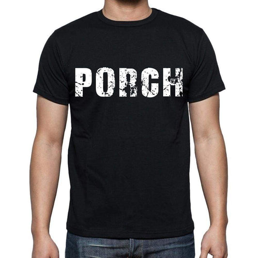 Porch White Letters Mens Short Sleeve Round Neck T-Shirt 00007