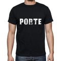 porte Men's Short Sleeve Round Neck T-shirt , 5 letters Black , word 00006