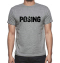 POSING, Grey, Men's Short Sleeve Round Neck T-shirt 00018