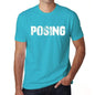 Posing Mens Short Sleeve Round Neck T-Shirt - Blue / S - Casual