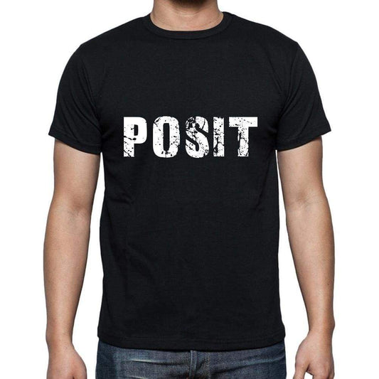 Posit Mens Short Sleeve Round Neck T-Shirt 5 Letters Black Word 00006 - Casual