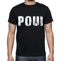 poui Men's Short Sleeve Round Neck T-shirt , 4 letters Black