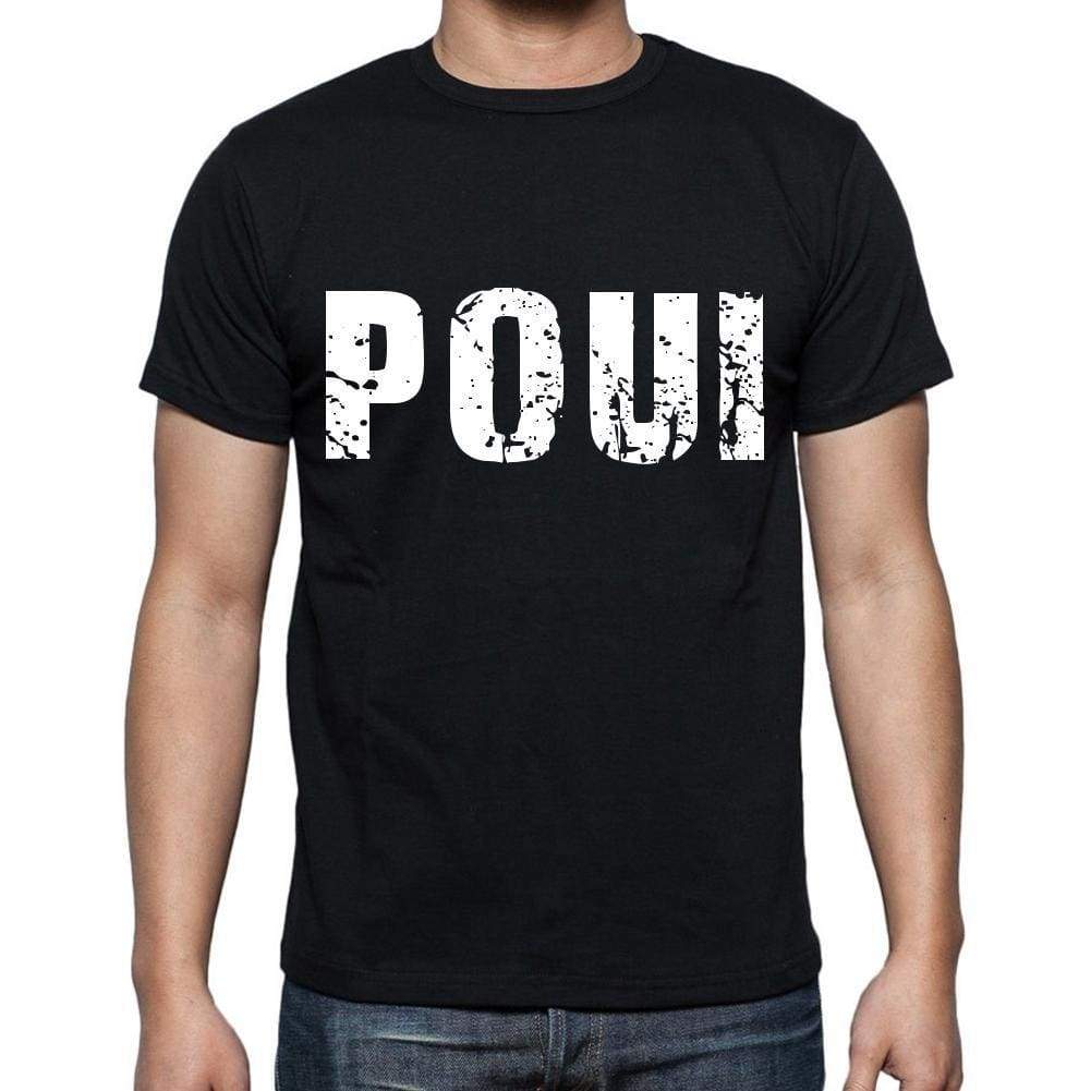 Poui Mens Short Sleeve Round Neck T-Shirt 4 Letters Black - Casual