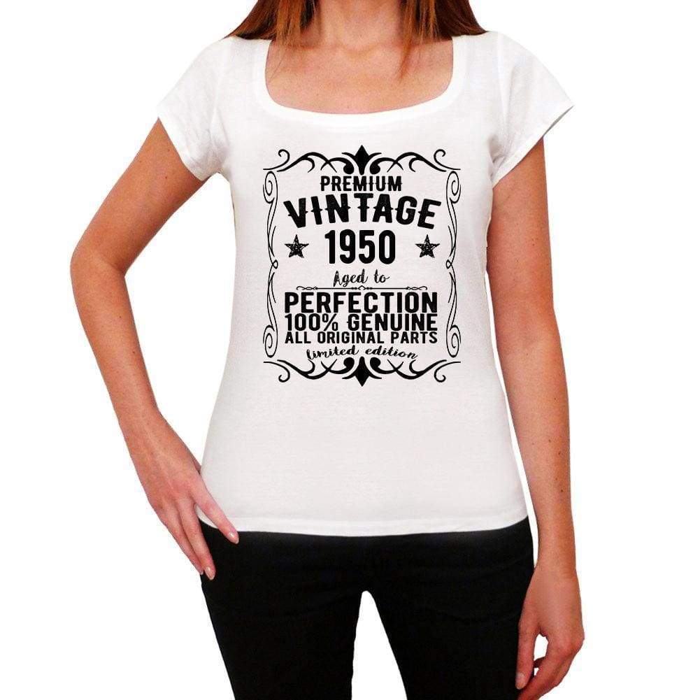 Premium Vintage Year 1950 White Womens Short Sleeve Round Neck T-Shirt Gift T-Shirt 00368 - White / Xs - Casual