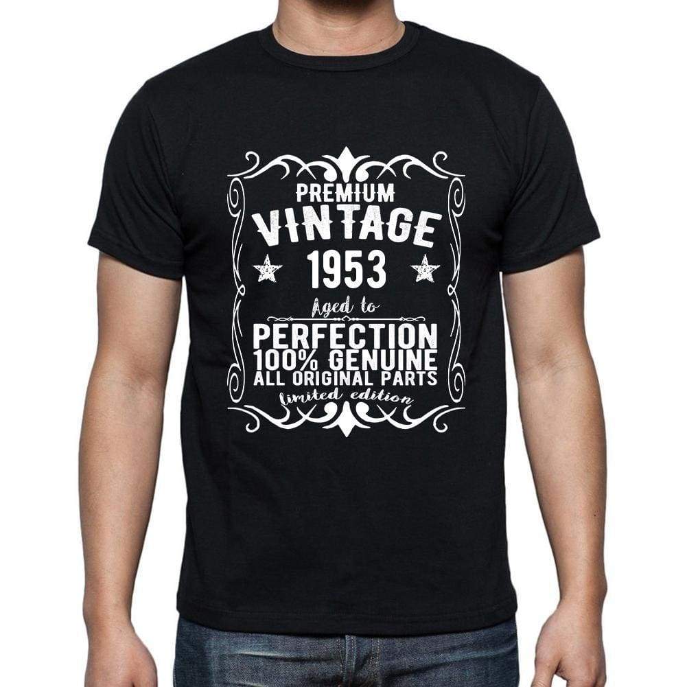 Premium Vintage Year 1953 Black Mens Short Sleeve Round Neck T-Shirt Gift T-Shirt 00347 - Black / S - Casual