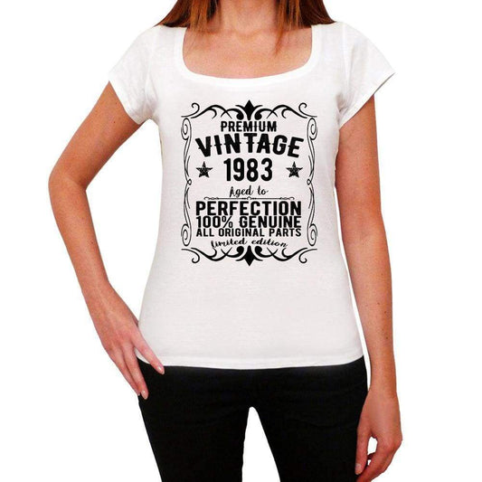 Premium Vintage Year 1983 White Womens Short Sleeve Round Neck T-Shirt Gift T-Shirt 00368 - White / Xs - Casual