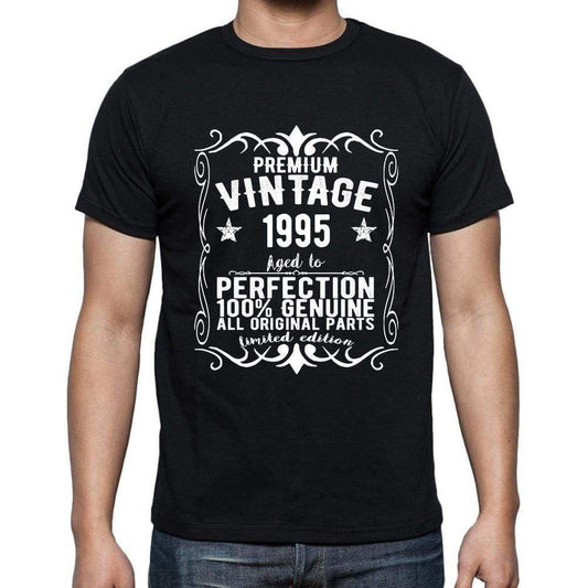 Premium Vintage Year 1995 Black Mens Short Sleeve Round Neck T-Shirt Gift T-Shirt 00347 - Black / S - Casual