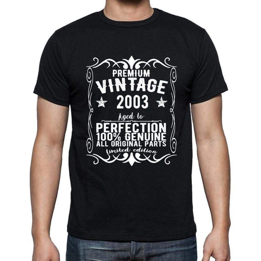 Premium Vintage Year 2003 Black Mens Short Sleeve Round Neck T-Shirt Gift T-Shirt 00347 - Black / S - Casual