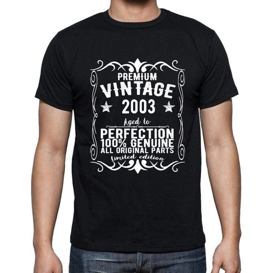 Premium Vintage Year 2003 Black Mens Short Sleeve Round Neck T-Shirt Gift T-Shirt 00347 - Black / S - Casual