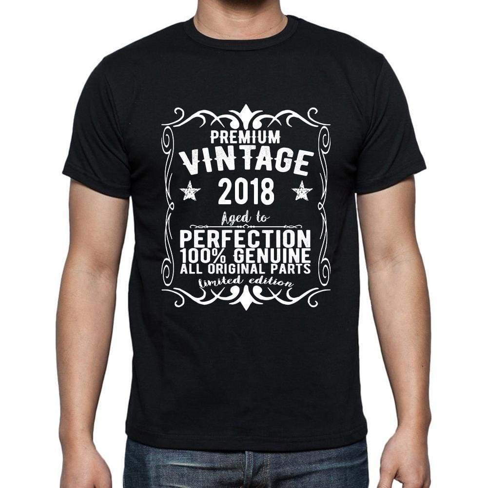 Premium Vintage Year 2018 Black Mens Short Sleeve Round Neck T-Shirt Gift T-Shirt 00347 - Black / S - Casual