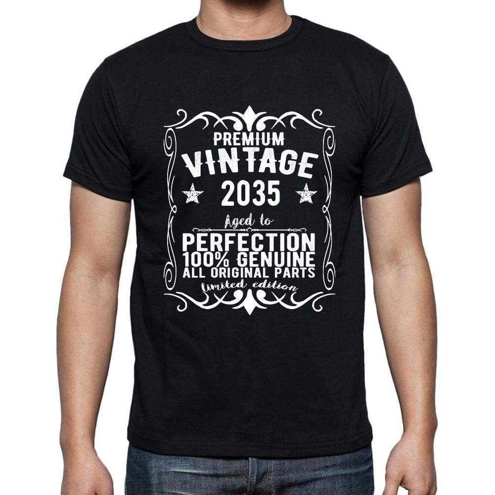 Premium Vintage Year 2035 Black Mens Short Sleeve Round Neck T-Shirt Gift T-Shirt 00347 - Black / S - Casual