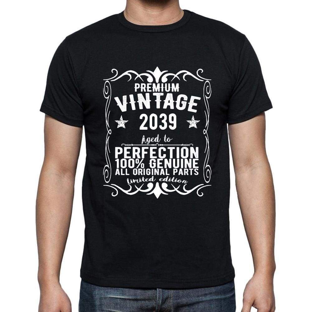 Premium Vintage Year 2039 Black Mens Short Sleeve Round Neck T-Shirt Gift T-Shirt 00347 - Black / S - Casual