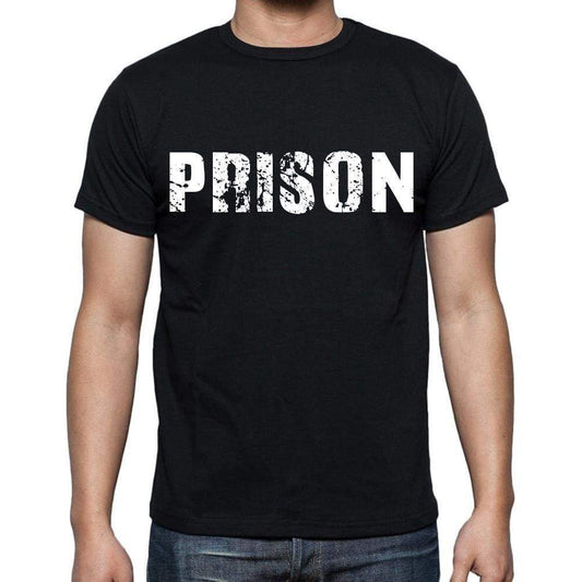 Prison White Letters Mens Short Sleeve Round Neck T-Shirt 00007