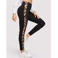 2020 High Waist Fitness Sport Leggings Women Leopard Patchwork Stretch Workout Running Trousers Gym Slim Butt Booty Bottoms Lady