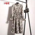 Autumn Dress Women 2019 Corduroy Plus Size Long Sleeve Cotton Dresses Floral Cherry Shirt Tunic Winter Harajuku Mori Party Dress