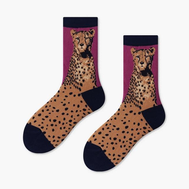 Frauen Socken Winter Cartoon Kreativität Leopard Katze Tier Socken Harajuku Verrückte Baumwolle Lustige Casual Glücklich Socken Männer Neuheit Sox