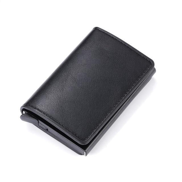 Business ID Credit Card Holder Men and Women Metal RFID Vintage Aluminium Box PU Leather Card Wallet Note Carb-Card Holder-Ultrabasic