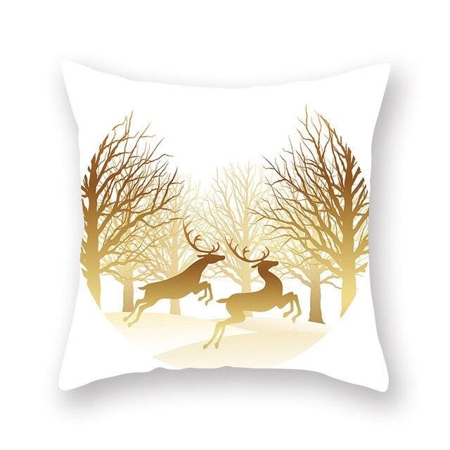 Christmas Decorative Pillowcases Polyester Merry Christmas Tree Deer Throw Pillow Case Cover New Year Pillowcase