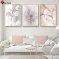Pastel Color Wall Art Blush Pink Canvas Painting Botanical Print Nature Poster Nordic Decoration Wall Pictures for Living Room