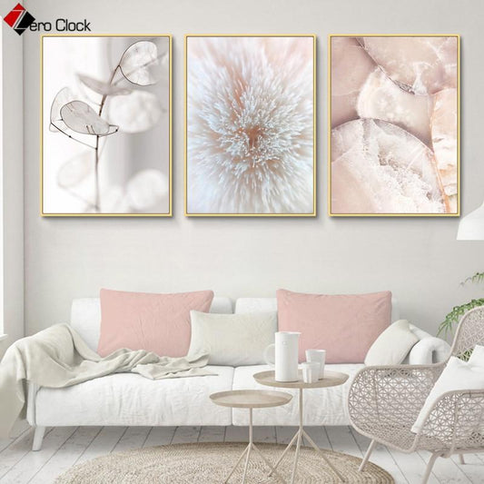 Toile d'art mural couleur Pastel <span>rose</span> Blush, peinture botanique imprimée, affiche naturelle, décoration nordique, images murales pour salon