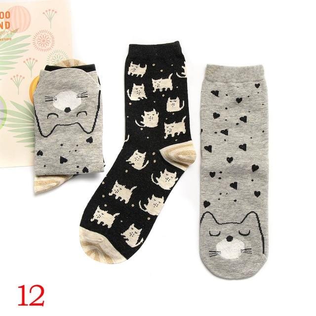 2 paires de chaussettes mignonnes pour femmes, boîte cadeau de noël, en coton, imprimé de dessin animé, mode créative, chaussettes courtes joyeuses pour filles, printemps-automne 2020