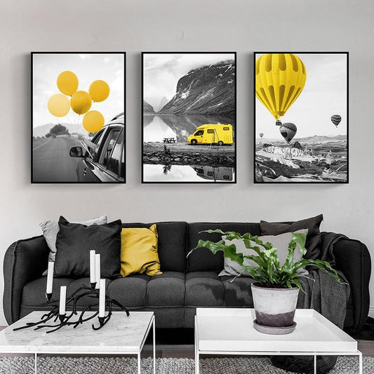Affiches et imprimés modernes, ballon jaune, peinture sur toile, sans cadre, images d'art murales pour décoration de la maison, salon