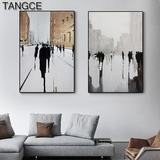 Abstract British Street Poster Modern White Canvas Art Ins Style Wall Picture for Living Room Home Decor Nordic Black Ink Poster